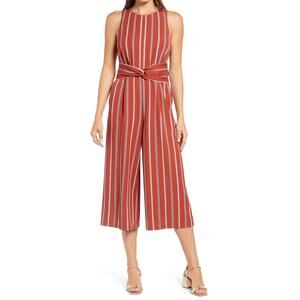 1901 Twist Front Sleeveless Jumpsuit Orange Stripe Size XXL New
